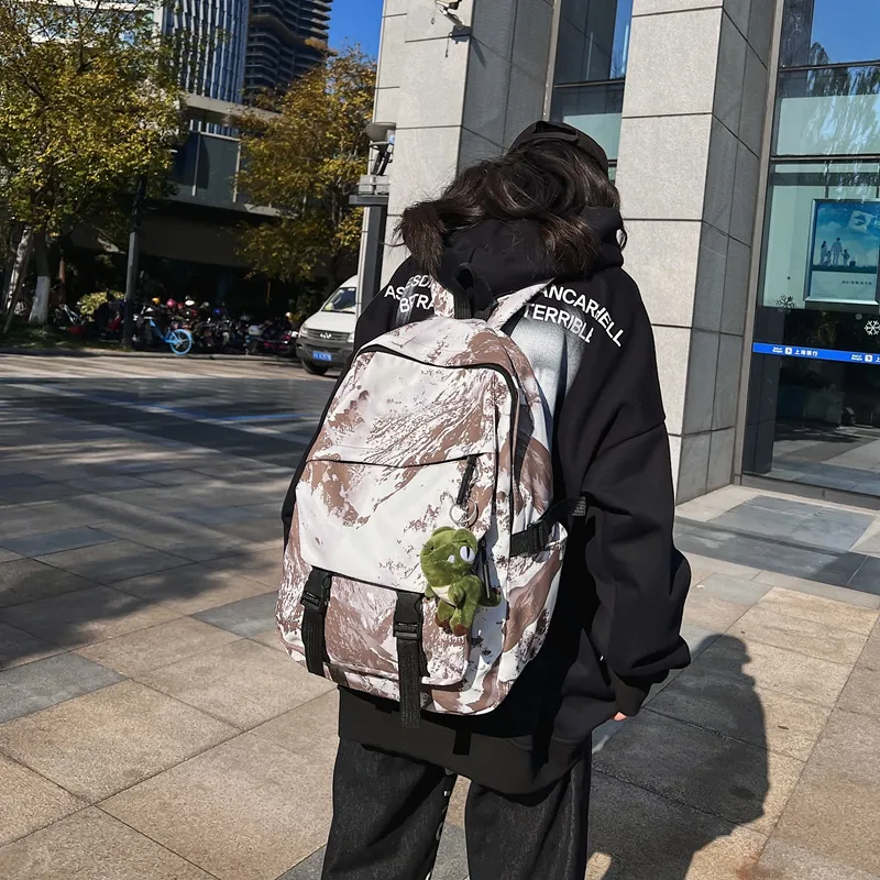 KAMLUI Nylon Backpack Unisex Gray/Black/Khaki/Green/Blue/Pink-11