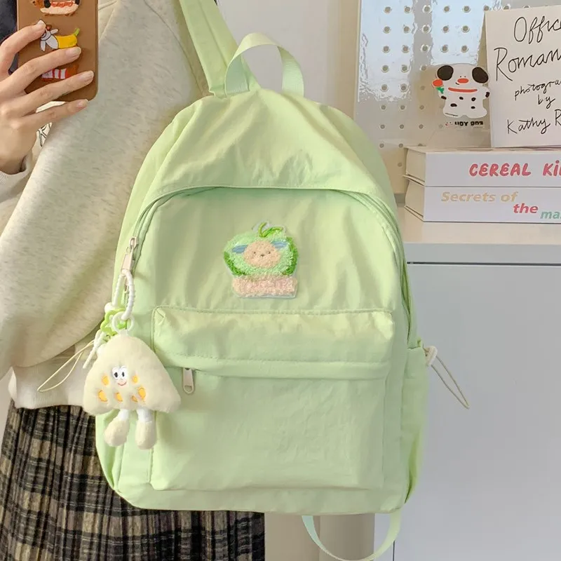 KAMLUI Nylon Backpack Unisex Beige Yellow/Black/Green/Blue/Pink-8