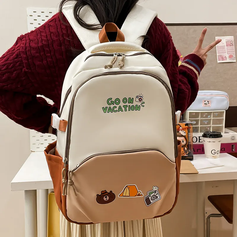 KAMLUI Nylon Backpack Unisex Black/Pink/Chocolate/Light Green-16