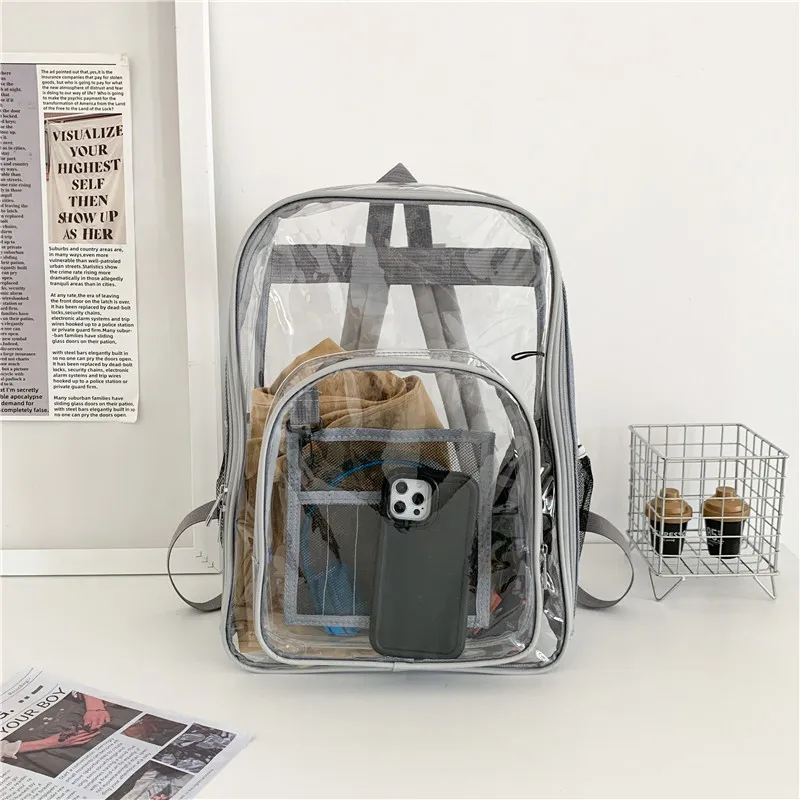 KAMLUI PVC Polyvinyl Chloride Backpack Unisex Gray/Black/Pink/Purple/Blue-1
