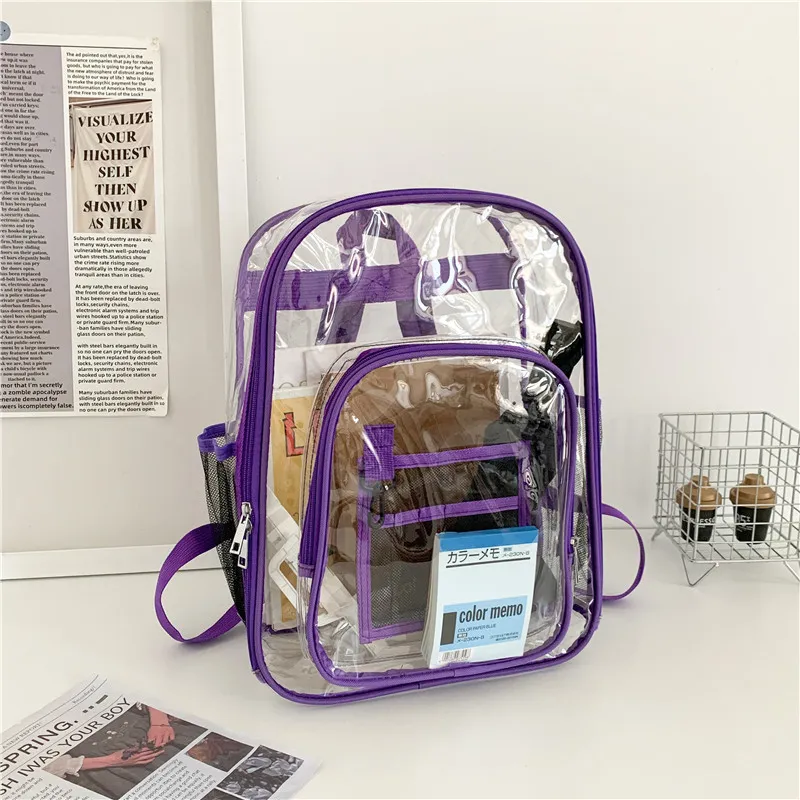 KAMLUI PVC Polyvinyl Chloride Backpack Unisex Gray/Black/Pink/Purple/Blue-11