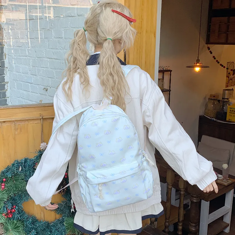 KAMLUI Nylon Fabric Backpack Unisex Ivory/Yellow-3