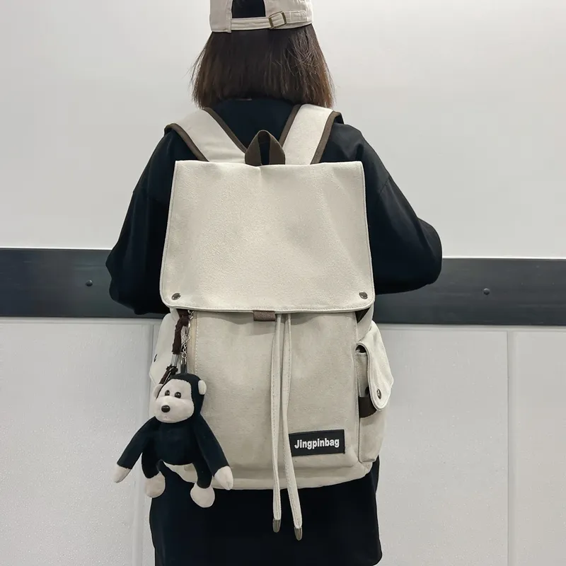 KAMLUI Canvas Backpack Regular Unisex White/Gray/Black-7
