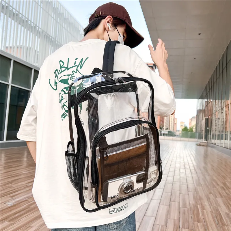 KAMLUI PVC Polyvinyl Chloride Backpack Unisex Gray/Black/Pink/Purple/Blue-4