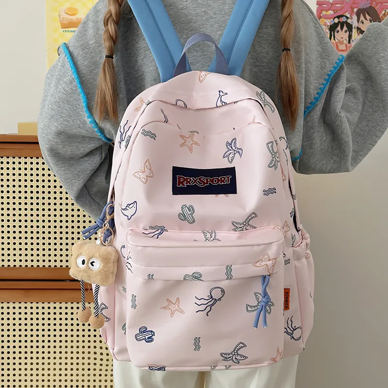 KAMLUI Nylon Backpacks Backpack Regular Unisex White/Black/Blue/Pink-23