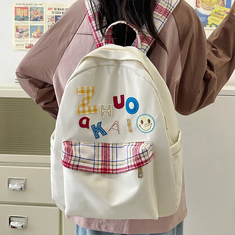KAMLUI Nylon Fabric Backpack Regular Unisex White/Yellow/Green/Blue-15