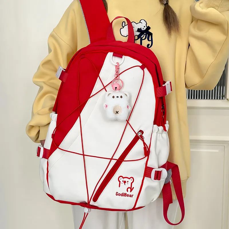 KAMLUI Nylon Backpack Unisex Red/Purple & Yellow/Blue & Yellow/Black & Yellow/Blue & White-5