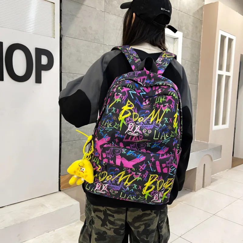 KAMLUI Oxford Backpacks Backpack Regular Unisex Black/Purple/Blue-9