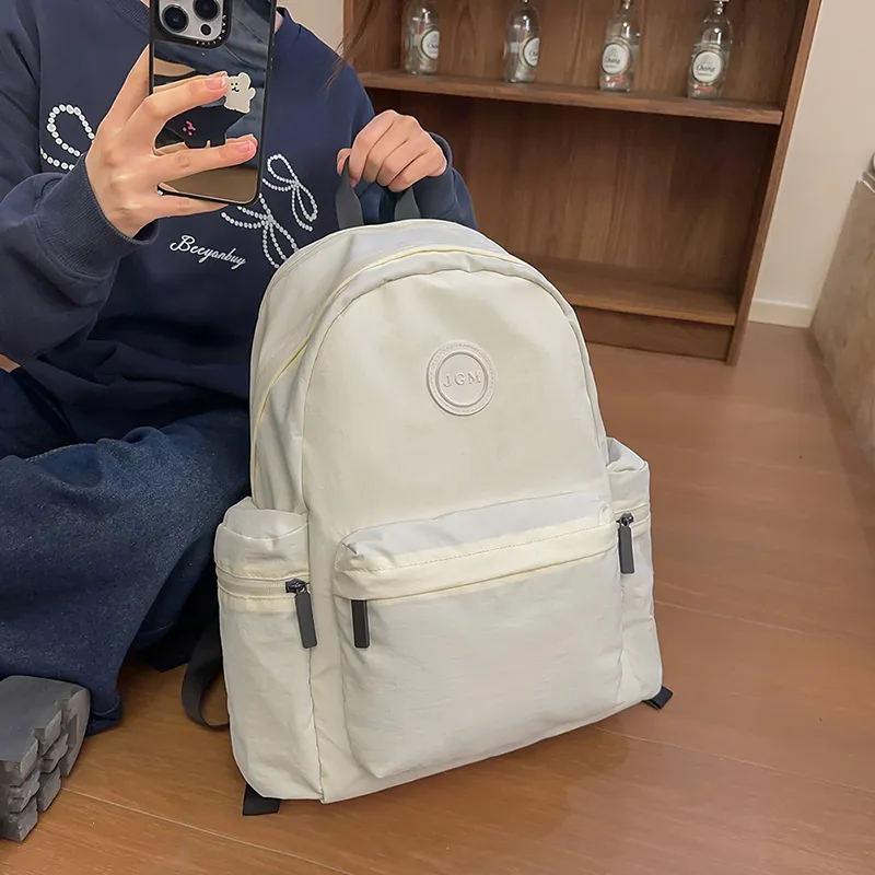 KAMLUI Nylon Backpack Unisex White/Black/Orange Red/Light Purple/Army Green/Pink-5