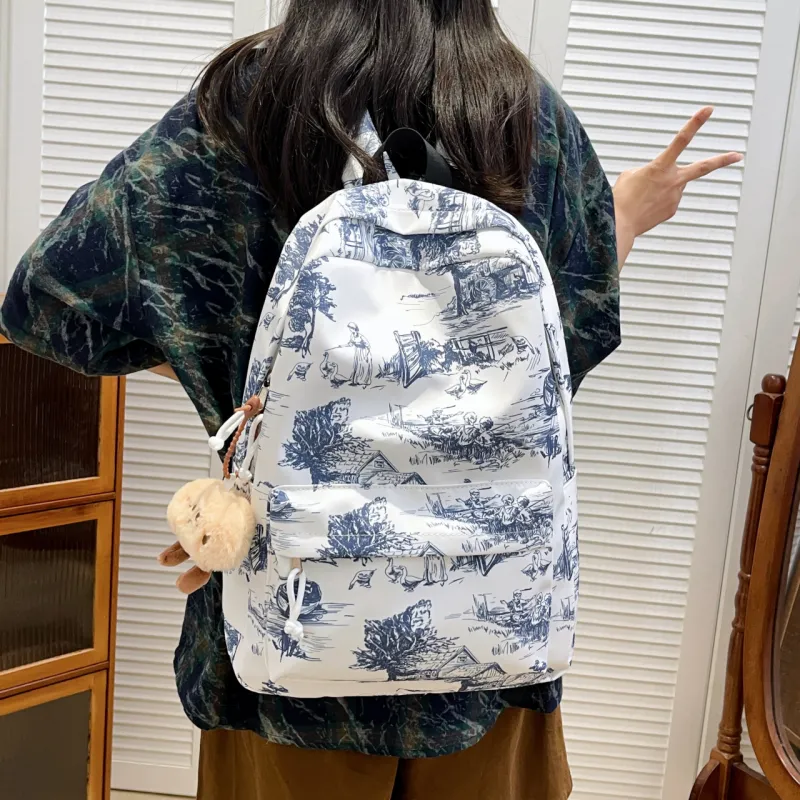 KAMLUI Nylon Backpack Regular Unisex White/Black/Blue-17