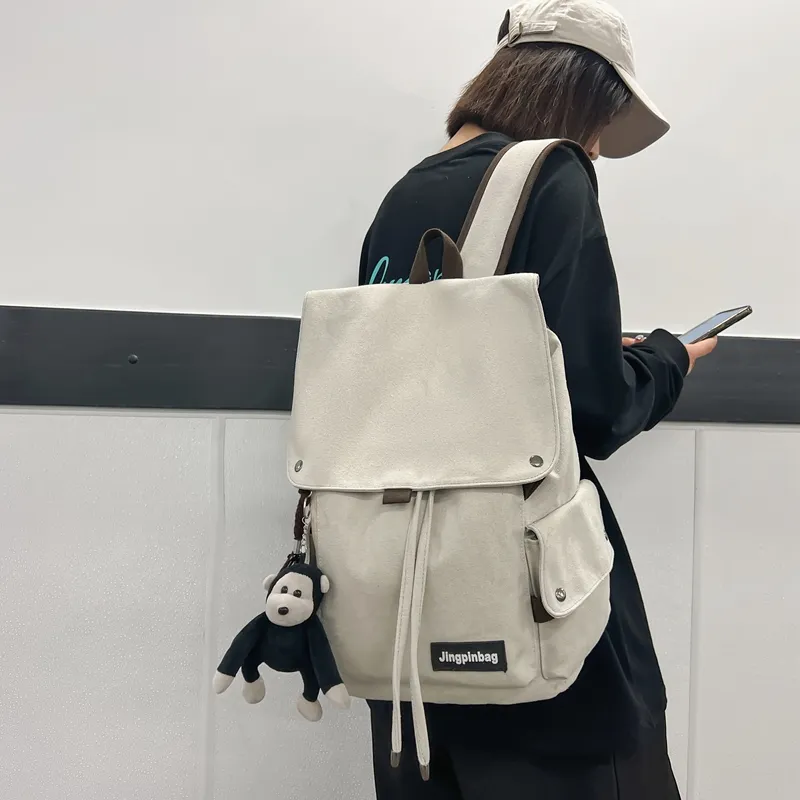 KAMLUI Canvas Backpack Regular Unisex White/Gray/Black-5