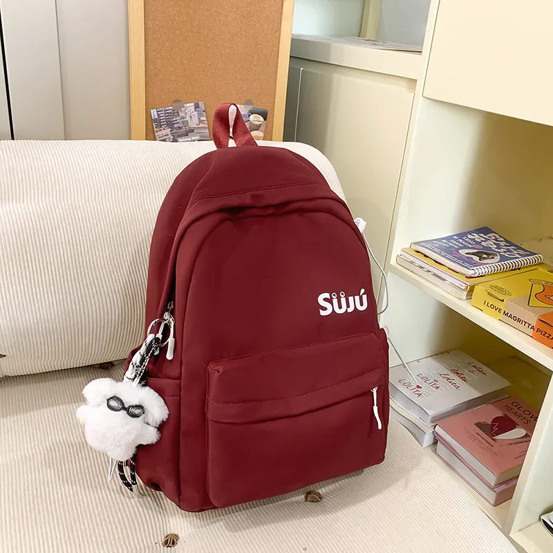 KAMLUI Nylon Backpack Women's Ecru/Black/Burgundy/Light Yellow/Light Brown/Light Blue-18
