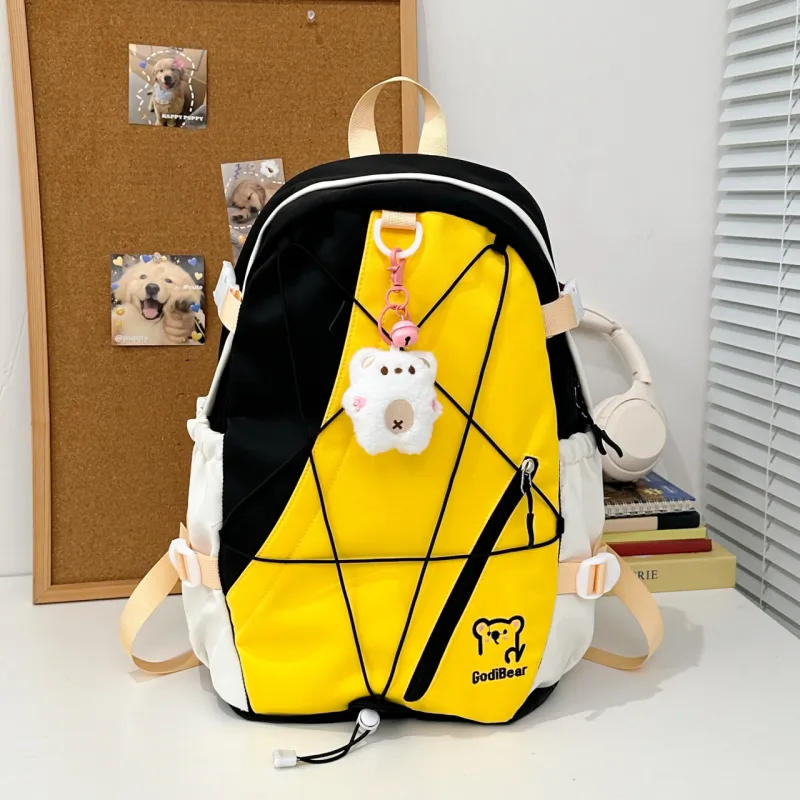 KAMLUI Nylon Backpack Unisex Red/Purple & Yellow/Blue & Yellow/Black & Yellow/Blue & White-19
