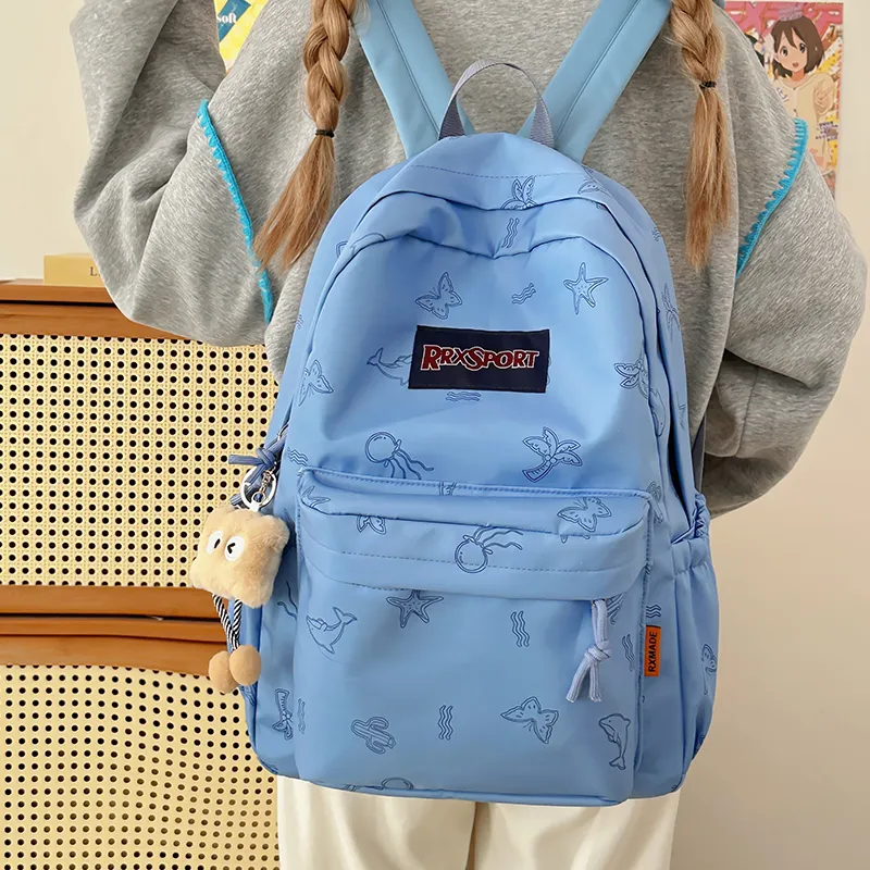 KAMLUI Nylon Backpacks Backpack Regular Unisex White/Black/Blue/Pink-16