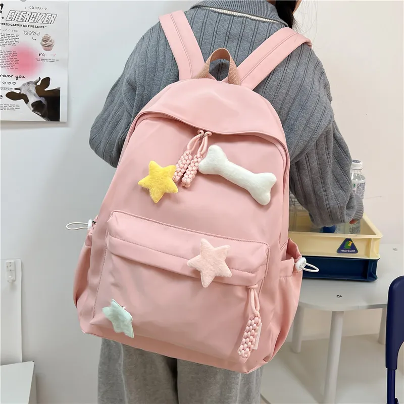 KAMLUI Nylon Backpack Regular Unisex White/Pink/Green/Black/Yellow-8