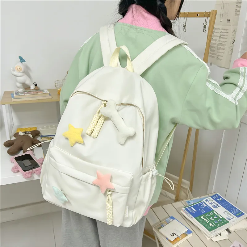 KAMLUI Nylon Backpack Regular Unisex White/Pink/Green/Black/Yellow-4