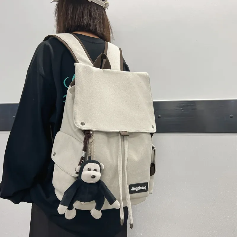 KAMLUI Canvas Backpack Regular Unisex White/Gray/Black-4