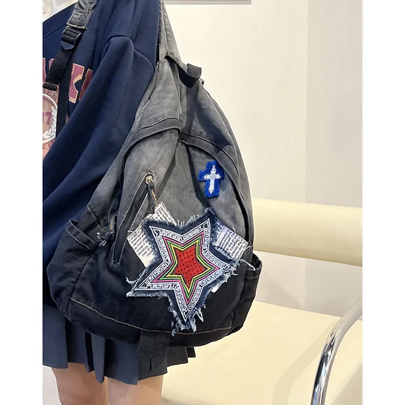 KAMLUI Denim Backpack Regular Unisex Multicolor-12
