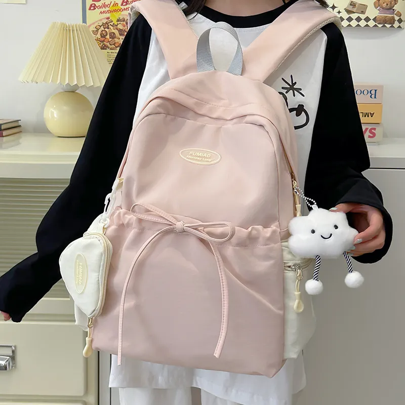 KAMLUI Nylon Fabric Backpacks Backpack Regular Unisex Pink Purple-4