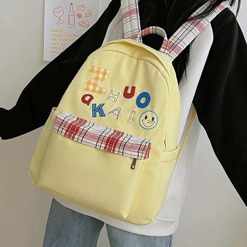 KAMLUI Nylon Fabric Backpack Regular Unisex White/Yellow/Green/Blue-22