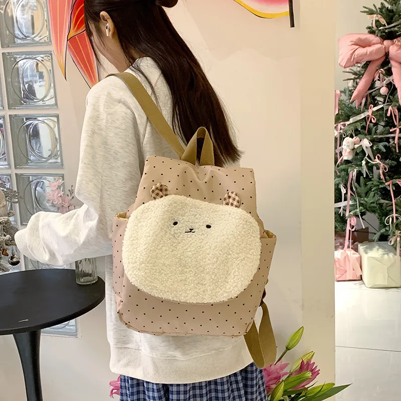 KAMLUI Nylon Fabric Backpack Regular Women's Khaki-4