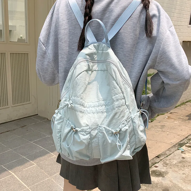 KAMLUI Nylon Backpack Regular Unisex Ecru/Black/Blue-23