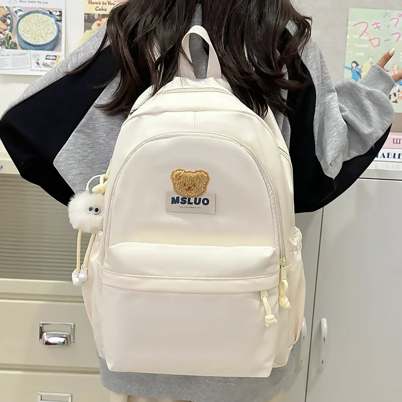 KAMLUI Nylon Backpack Unisex Mint Green/White/Black/Yellow/Pink-8