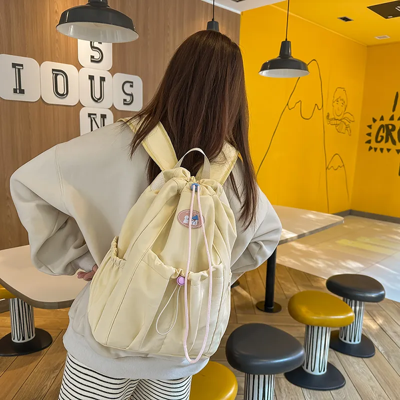 KAMLUI Nylon Backpack Regular Unisex Ecru/Black/Pink/Light Yellow/Light Green-27