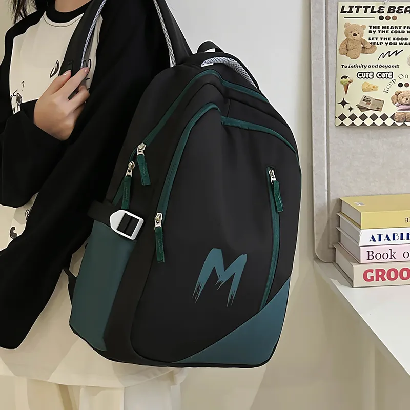 KAMLUI Polyester Backpack Regular Unisex Black/Jasper/Light Blue-3