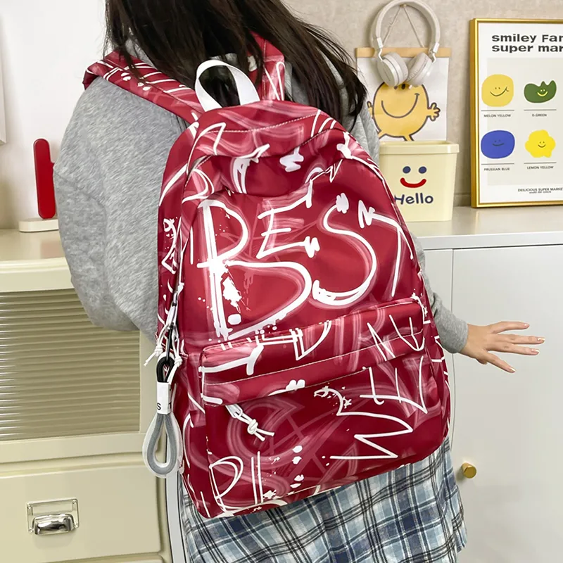 KAMLUI Nylon Backpack Unisex ÍTica: Black/Red/Green/Blue-12