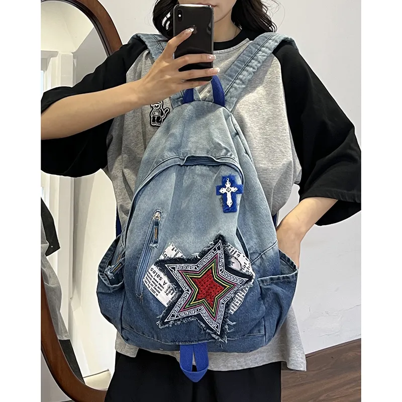 KAMLUI Denim Backpack Regular Unisex Multicolor-32