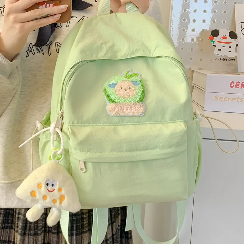 KAMLUI Nylon Backpack Unisex Beige Yellow/Black/Green/Blue/Pink-12