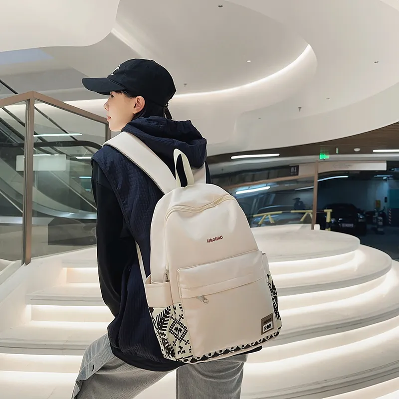 KAMLUI Nylon Backpack Regular Unisex White/Gray/Black/Pink/Coffee/Green-6