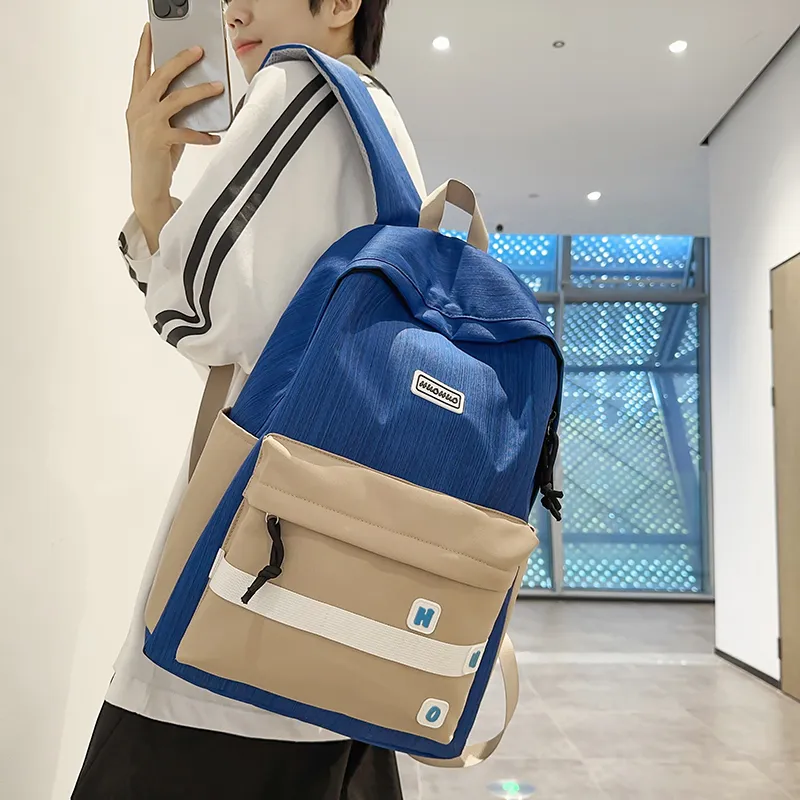 KAMLUI Nylon Backpack Regular Unisex White/Black/Orange Red/Red/Khaki-24