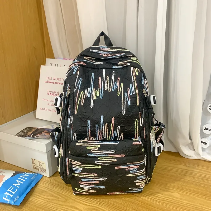 KAMLUI Nylon Fabric Backpack Large Size Unisex Multicolor-7