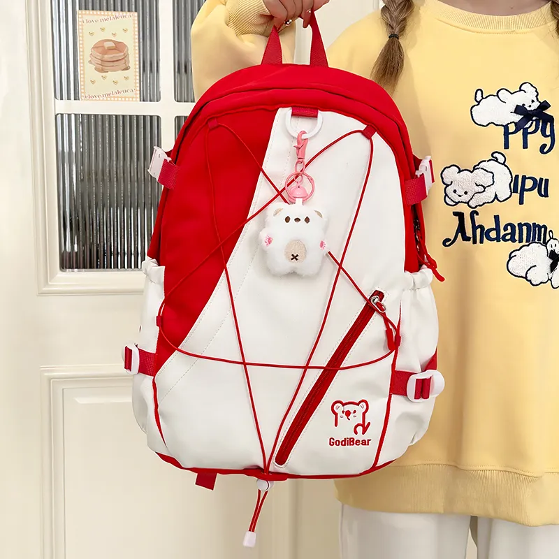 KAMLUI Nylon Backpack Unisex Red/Purple & Yellow/Blue & Yellow/Black & Yellow/Blue & White-4