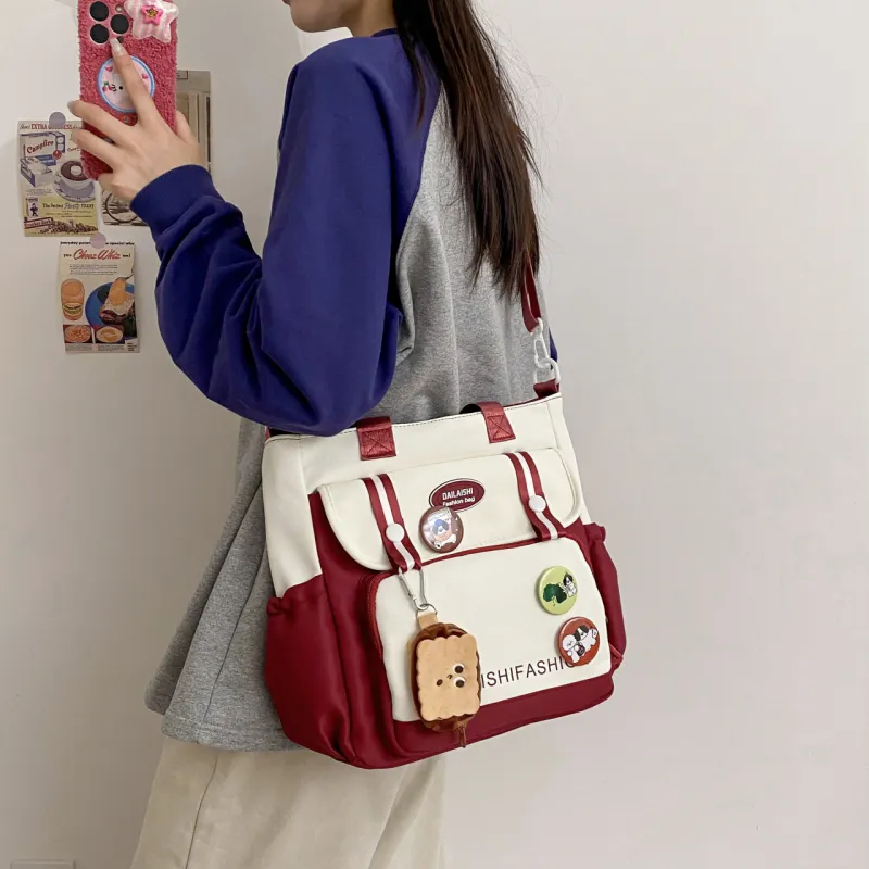 KAMLUI Nylon Shoulder Bag, Crossbody Bag, Handbag Regular Unisex Black/Red/Khaki/Blue-28
