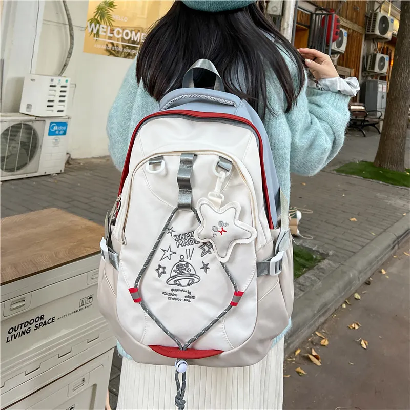 KAMLUI Nylon Fabric Backpack Unisex Multicolor-28