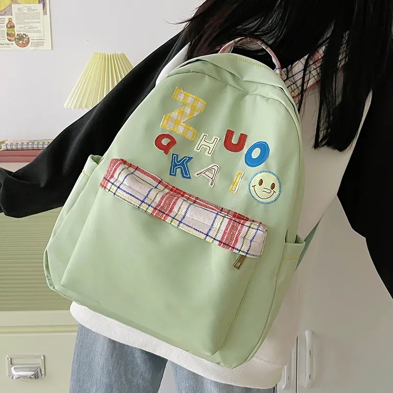KAMLUI Nylon Fabric Backpack Regular Unisex White/Yellow/Green/Blue-11