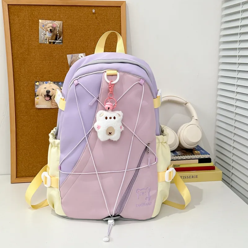 KAMLUI Nylon Backpack Unisex Red/Purple & Yellow/Blue & Yellow/Black & Yellow/Blue & White-11