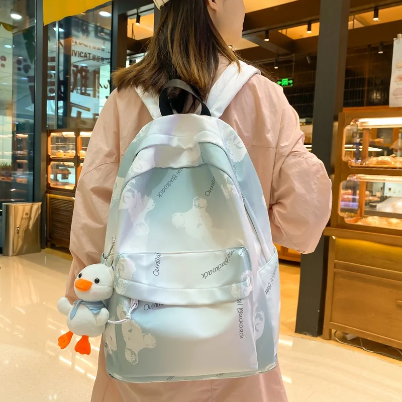 KAMLUI Nylon Backpack Regular Unisex Light Gray/Black/Light Yellow/Light Green-19