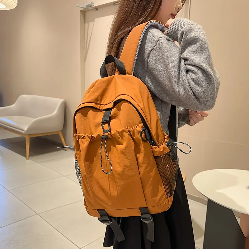 KAMLUI Nylon Backpack Regular Unisex Ecru/Black/Burgundy/Orange-23
