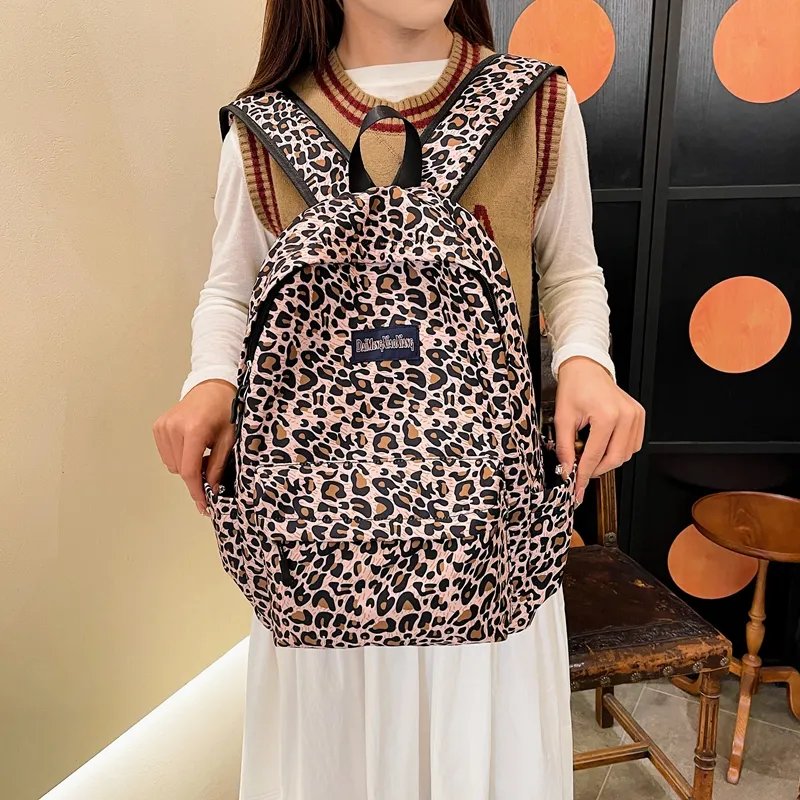 KAMLUI Canvas Bag Backpack Regular Unisex Pink Leopard Print/White Leopard Print/Brown Leopard Print/Blue Leopard Print-2