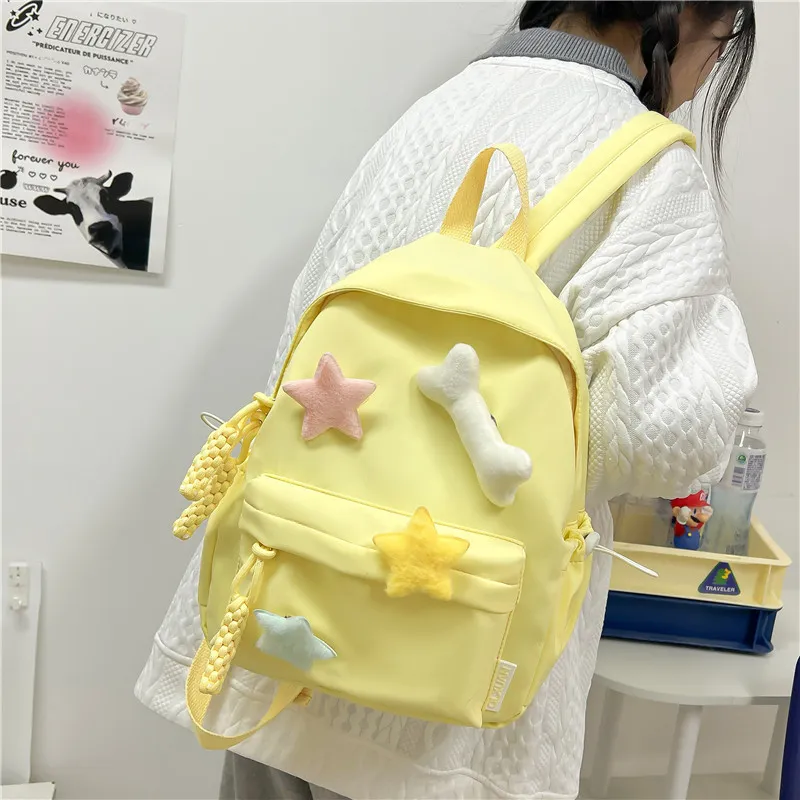 KAMLUI Nylon Backpack Regular Unisex White/Pink/Green/Black/Yellow-23