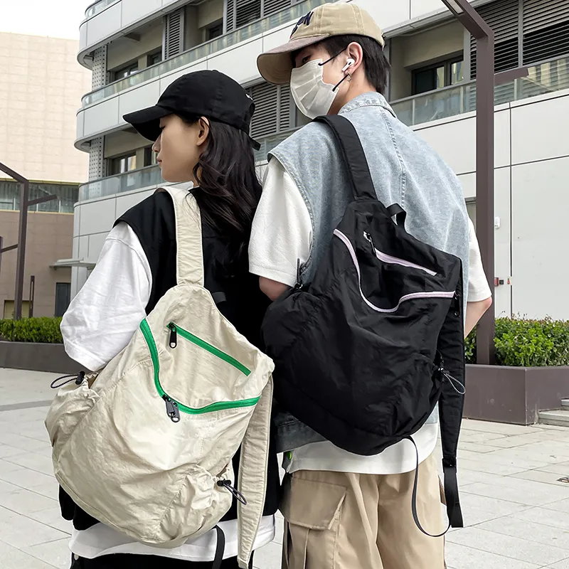 KAMLUI Nylon Backpacks Backpack Regular Unisex White/Black-12