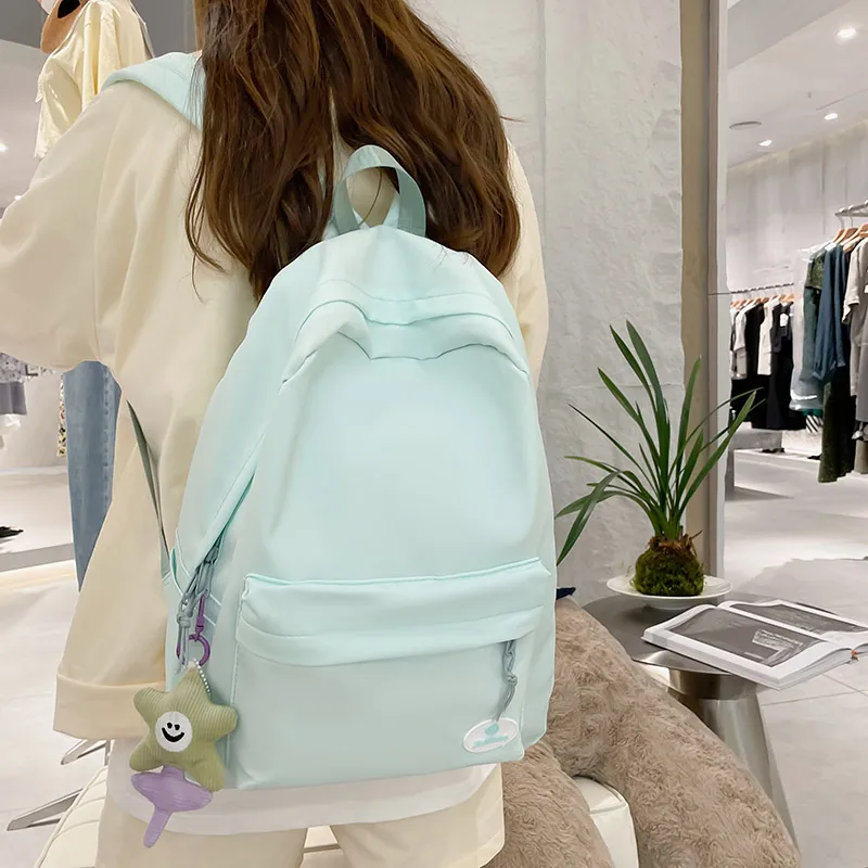 KAMLUI Nylon Backpacks Backpack Regular Unisex Light Green/Ecru/Violet-12