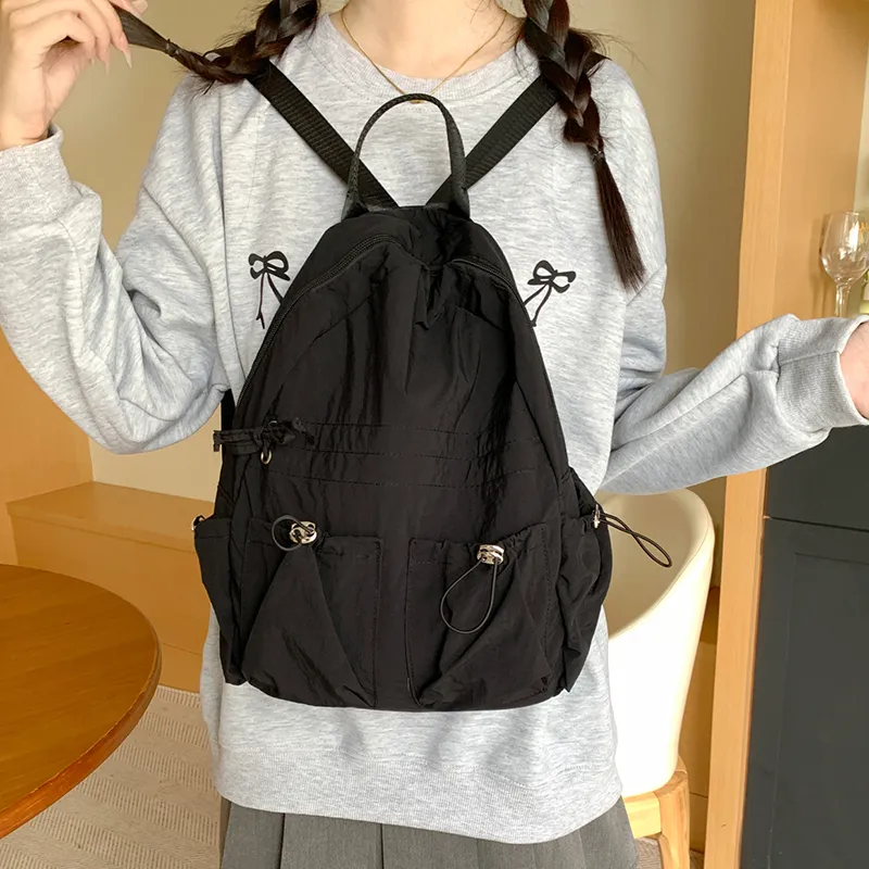 KAMLUI Nylon Backpack Regular Unisex Ecru/Black/Blue-9