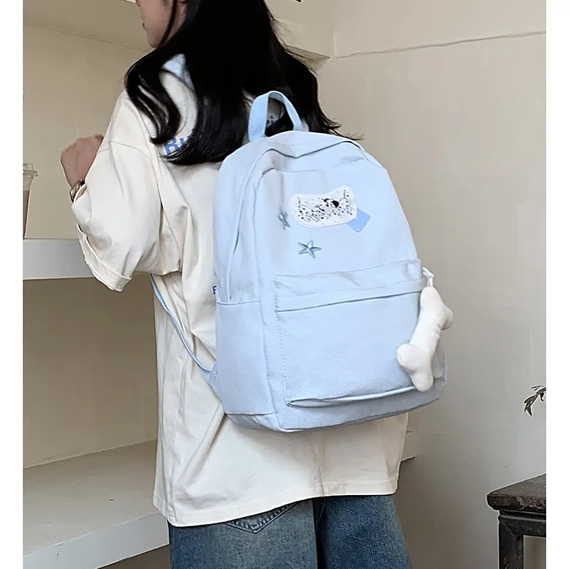 KAMLUI Nylon Backpack Backpack Student Backpack Regular Unisex Blue-12