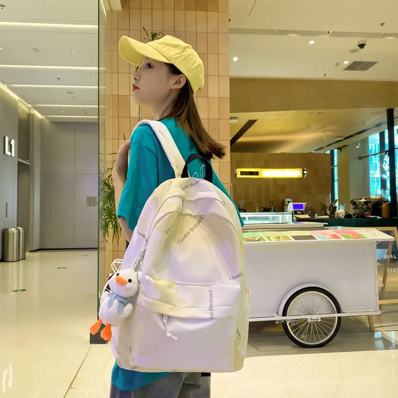 KAMLUI Nylon Backpack Regular Unisex Light Gray/Black/Light Yellow/Light Green-13