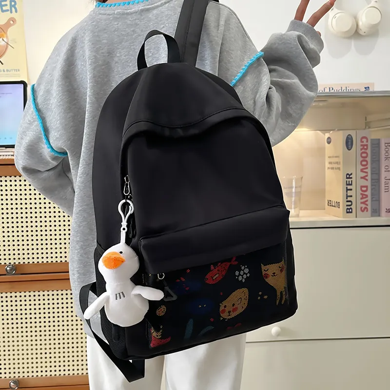 KAMLUI Nylon Backpacks Backpack Unisex Gray/Black-10